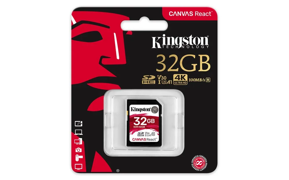 Kingston Technology SD Canvas React 32 ГБ SDHC Class 10 UHS-I 100 Мб/с 70 | Компьютеры и офис