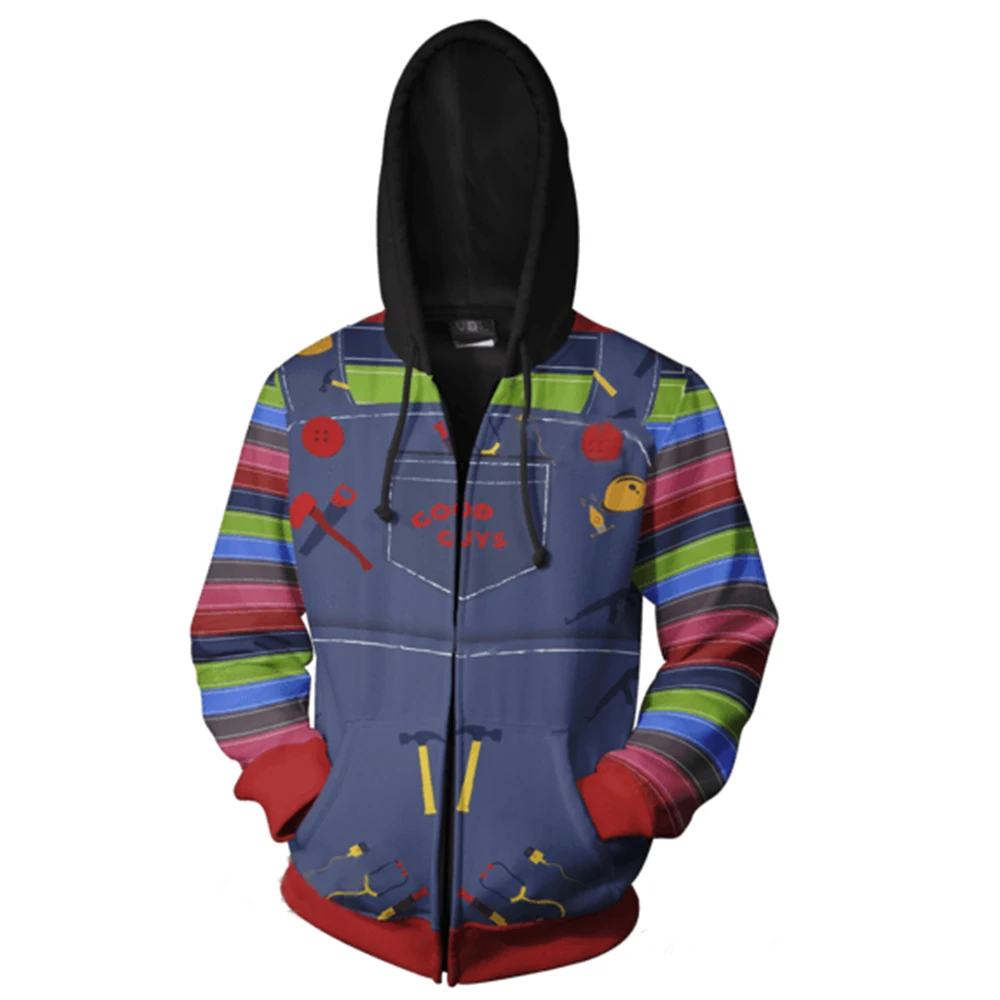 

Child's Play Hoodies Chucky Zip Up Harajuku Hooded Pullover Hoodie