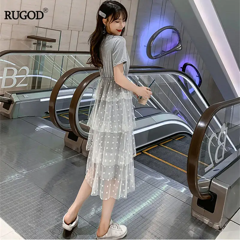 Женское платье с круглым вырезом RUGOD сказочное французское короткими рукавами и