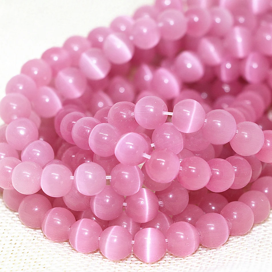 Высшее качество темно-розовые 4,6,8,10,12 мм круглые кошачий глаз опал свободные бусины модные красивые подарки для девушек модные украшения «сделай сам» 14 дюймов B1590