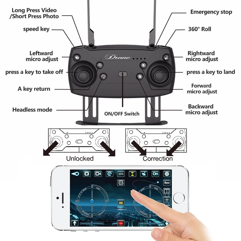 Новый складной селфи Дрон с Wi Fi FPV камерой RC беспилотный 6 осевой JD20 вертолет JDRC