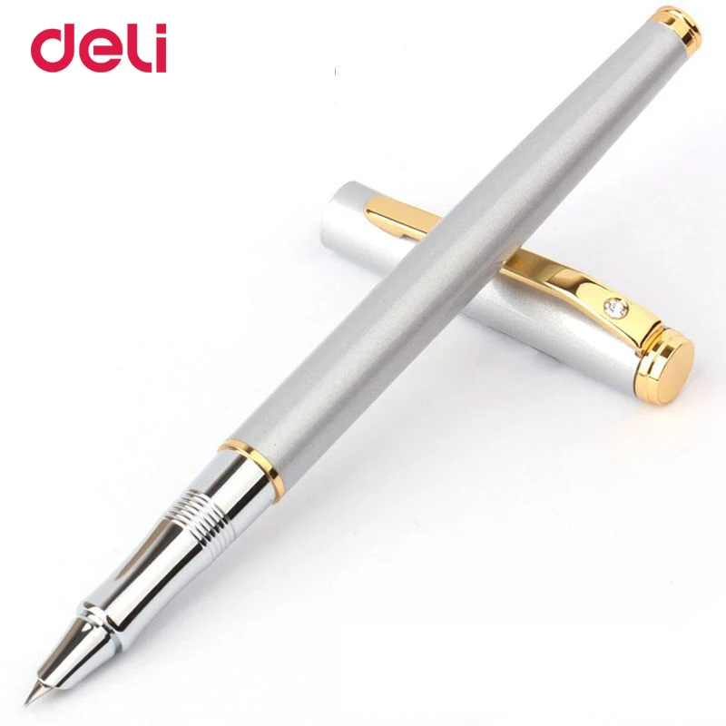 

1PCS Deli s681 metal Fountain Pen school & office supplies stationery Elegant Pens For Writing school Qualified ink fountain pen
