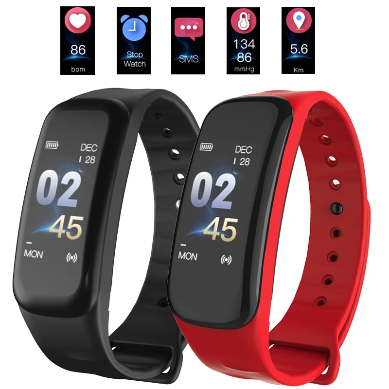 Спортивные smart watch Браслет фитнес трекер C1 цветной экран браслет приборы для