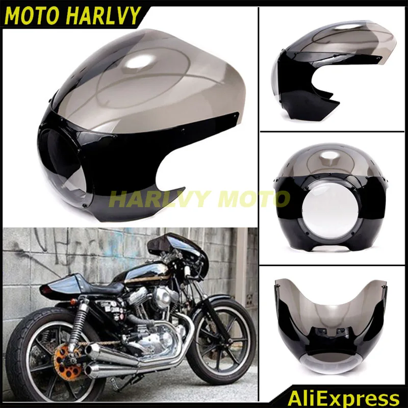 5 3/4 &quotCafe Racer передняя фара обтекатель лобовое стекло для Harley Sportster 883 1200 XL Dyna 39 мм