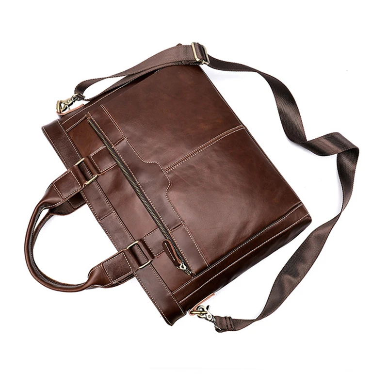 Портфель мужской из натуральной воловьей кожи роскошный чемоданчик на плечо