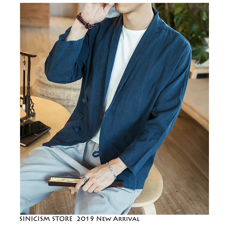 Sinicism Store хлопковые льняные винтажные мужские куртки бомберы 2020 однотонные