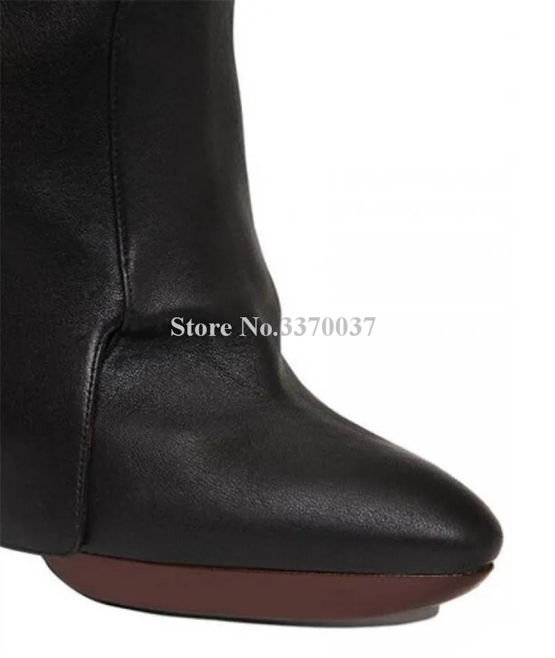 Новинка; модные роскошные сапоги выше колена на танкетке; высокие зимние мотоботы с острым носком, визуально увеличивающие рост; рыцарские сапоги