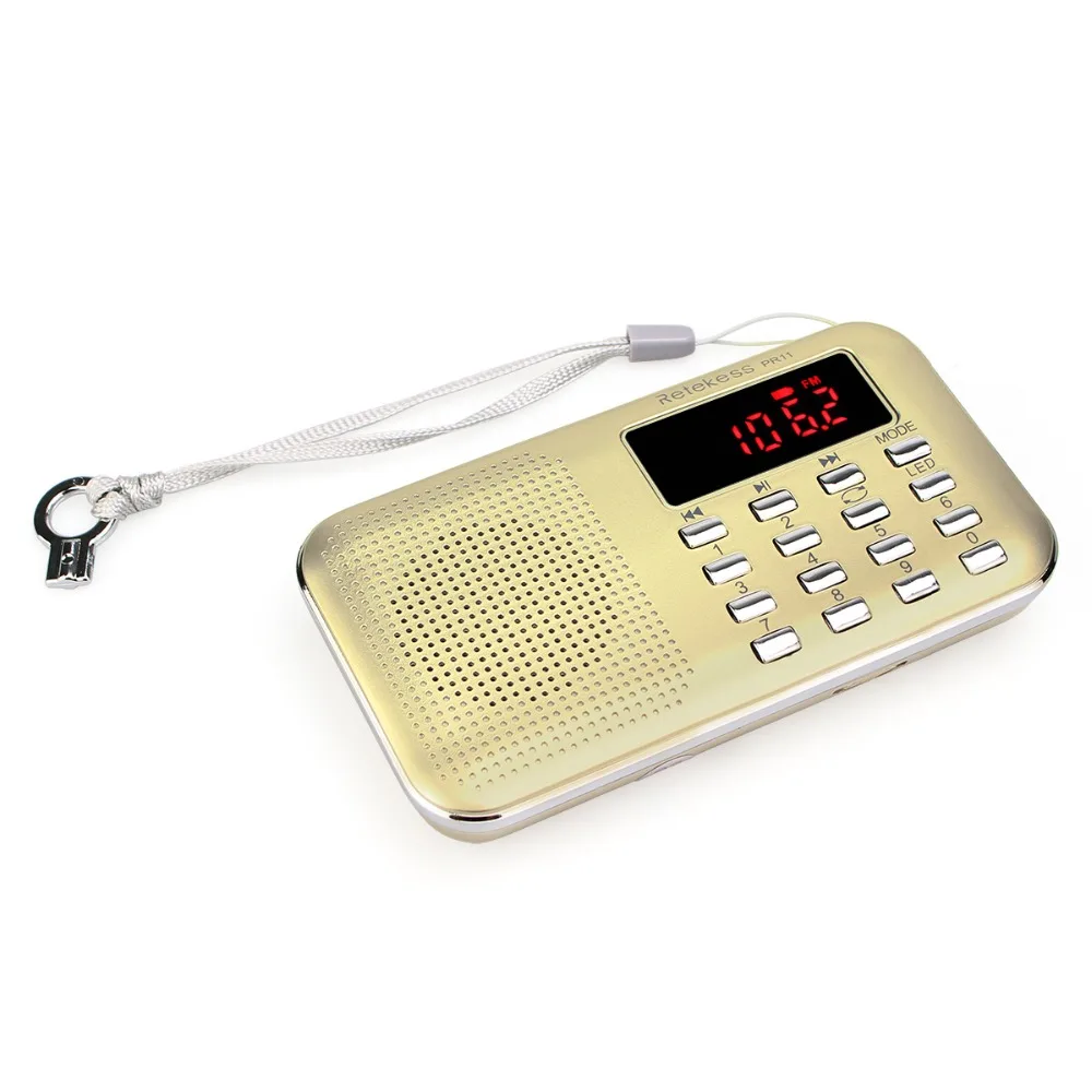 RETEKESS PR11 мини портативное радио Цифровая настройка FM/AM Музыкальный плеер фонарик