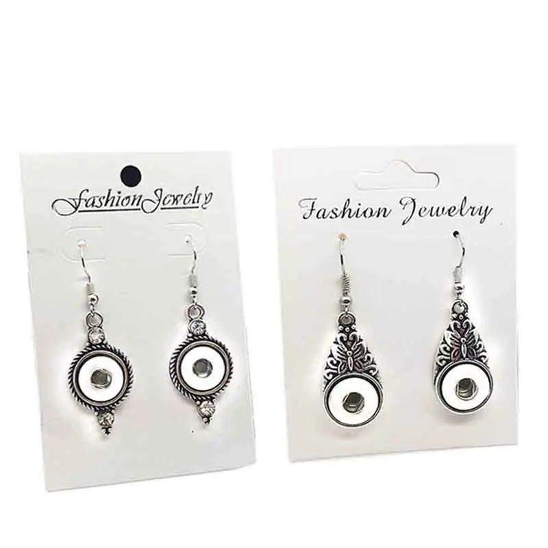 

high quality 011 Rhinestones Butterfly 12mm Snap Button Earring For Women Charms White K Plated Design Snaps Earrings Jewelry