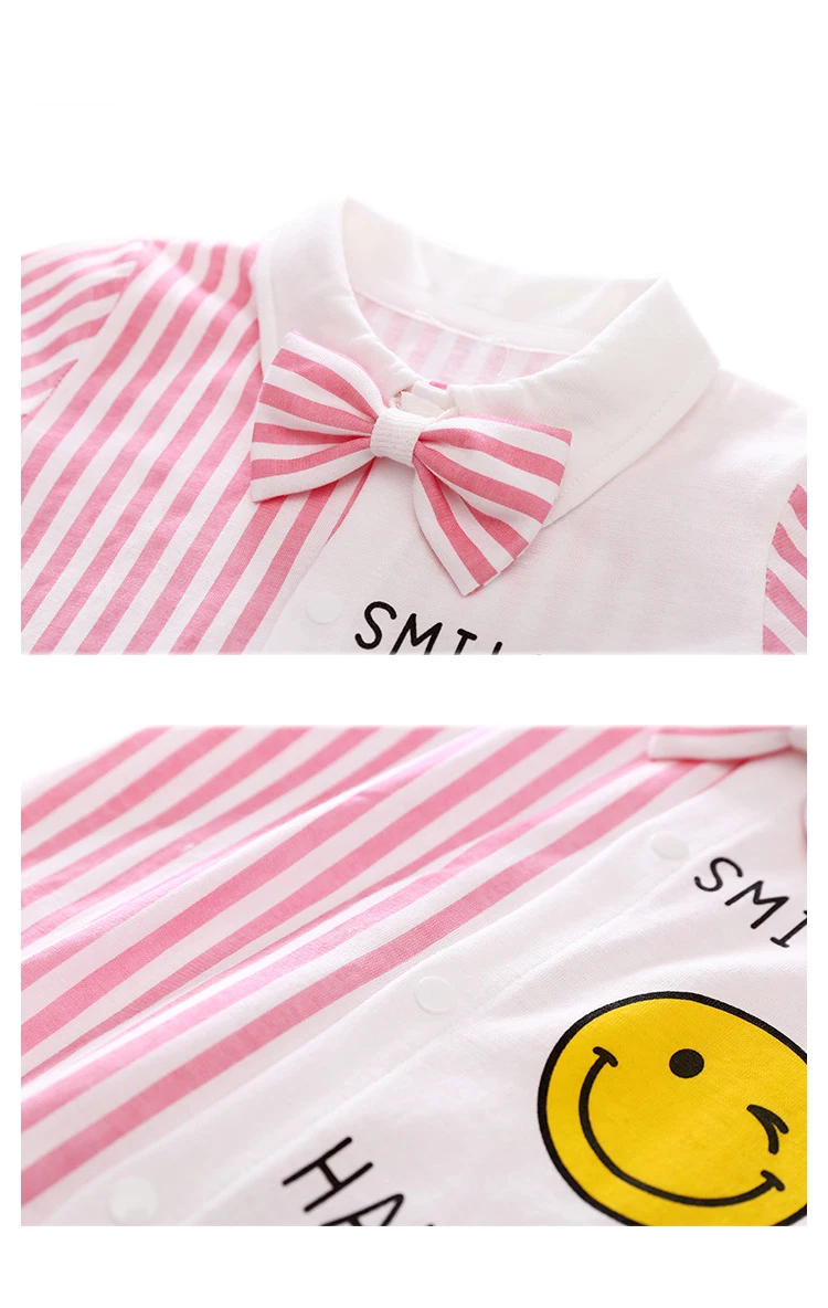 Baby Gentleman Style Rompers Toddler Boys Gentlman Overalls Stripped Smiling Face With Bowtie |