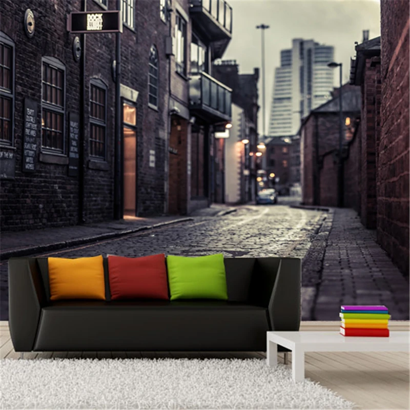 Обои с изображением улиц города здания стены фрески печать наклейка домашний