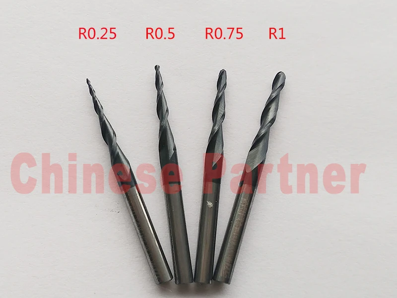 Фрезы карбидные конические R0.25/R0.5/R0.75/R1x15xD3.175x38L 1/8 дюйма 2 шт./лот | Инструменты