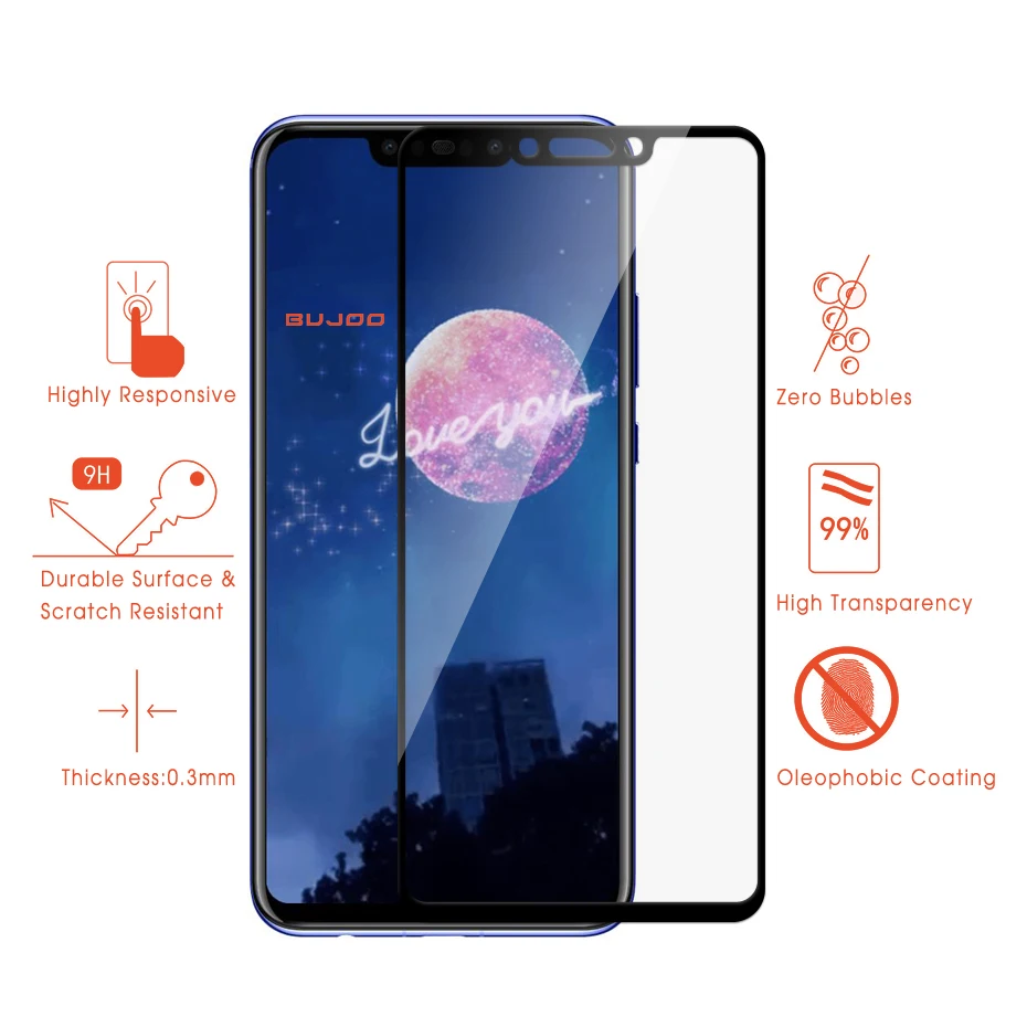 100% оригинал BUJOO Черный Полный экран протектор Закаленное стекло для Huawei Nova 3