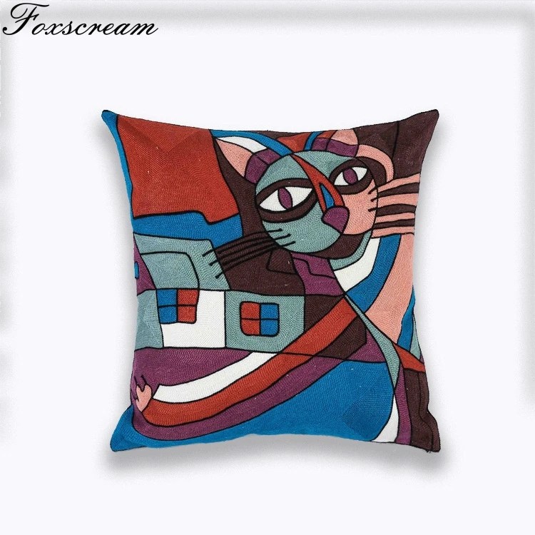 Embroideried Cushion Cover Home Decor Embroidery Canvas Cotton Square Throw Pillows | Дом и сад
