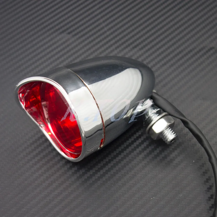 Chrome Bullet Rear Stop Tail Brake Light For Cafe Racer Bobber Chopper Custom |