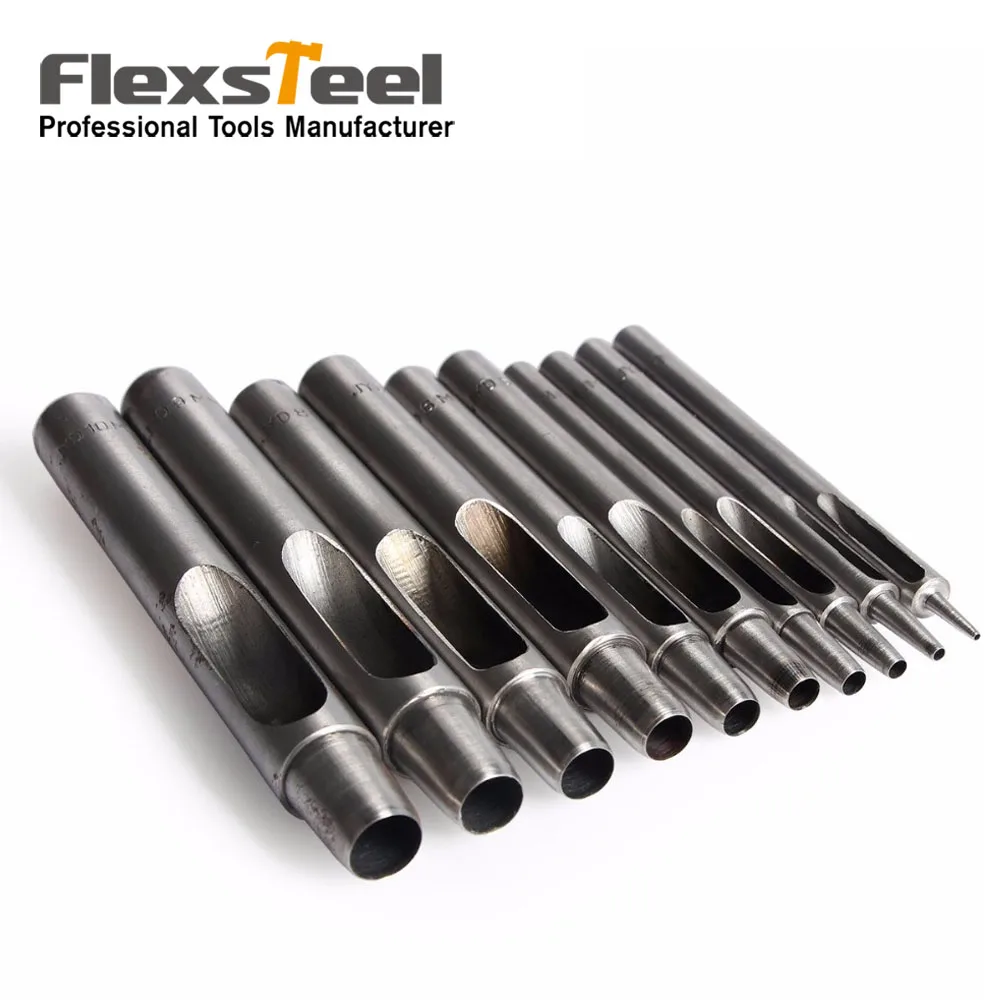 10 шт. Круглый стальной полый набор дыроколов кожаный инструмент от 1 мм до для