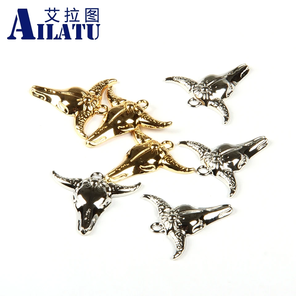 

Ailatu Бесплатная доставка 10 шт./лот Подвеска из цинкового сплава с головой Ox украшенная для самодельного ожерелья