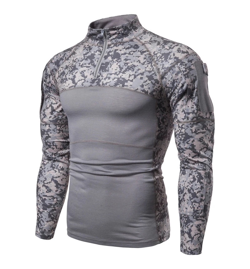 

Camo Long Sleeve Tactical T-Shirts Men SWAT Soldiers Military Combat T Shirt Army Airsoft Paintball Slim Hunt Shirts
