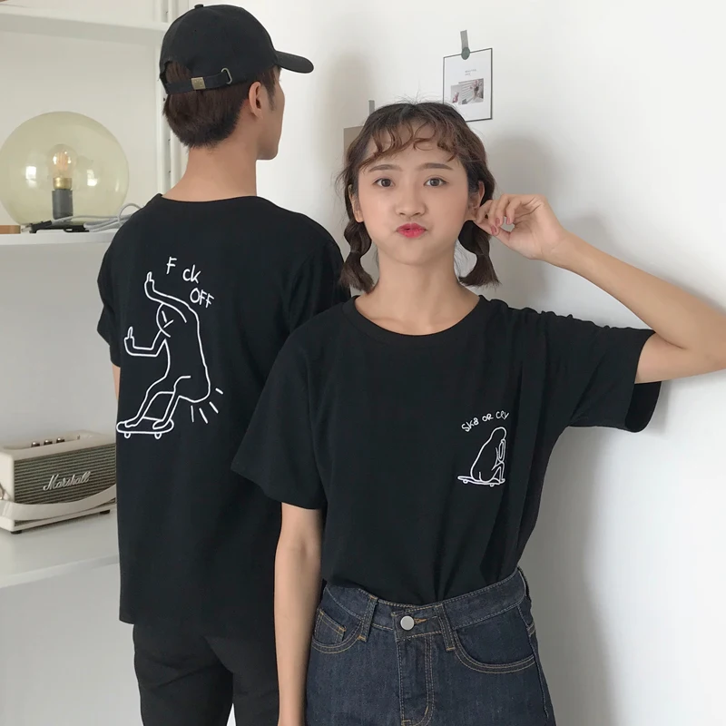 Женская Повседневная футболка Ulzzang Harajuku Kawaii С мультяшным принтом и круглым