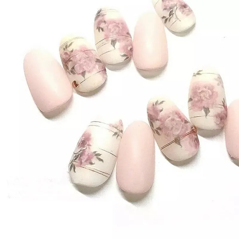1 лист стикеры 3D на ногти Nail Art Роза Печать Японский Дизайн Клей Цветочные