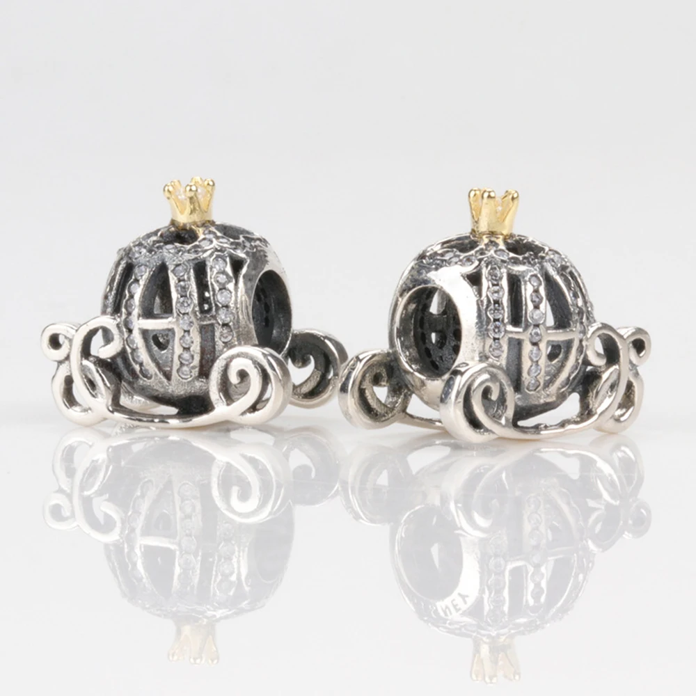 

Hot Sale Silver Color Charm Bead Pumpkin Princess Car Crystal Beads For Original Pandora Charm Bracelets & Bangles Jewelry