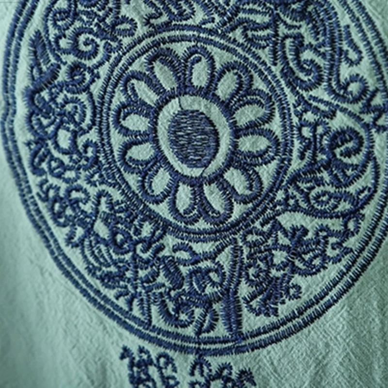 Женские китайские Топы 2019 летняя винтажная рубашка в фольклорном стиле с