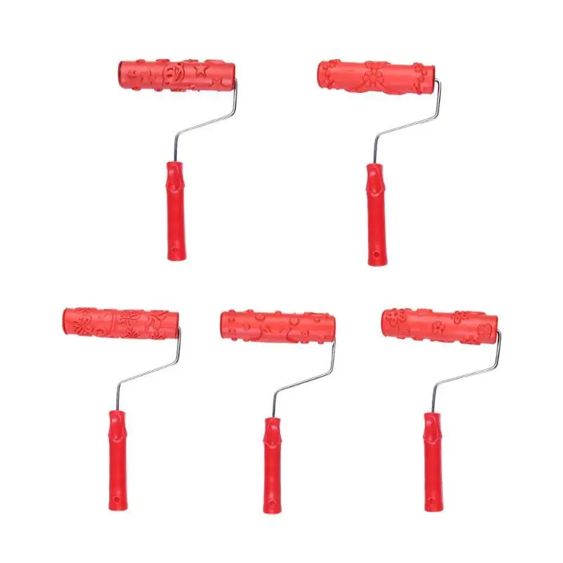

7inch DIY Rubber Roller Wall Decoration Art Paint Wall Embossing Roller Brushes Sleeve Household Decor DIY Handle Tool