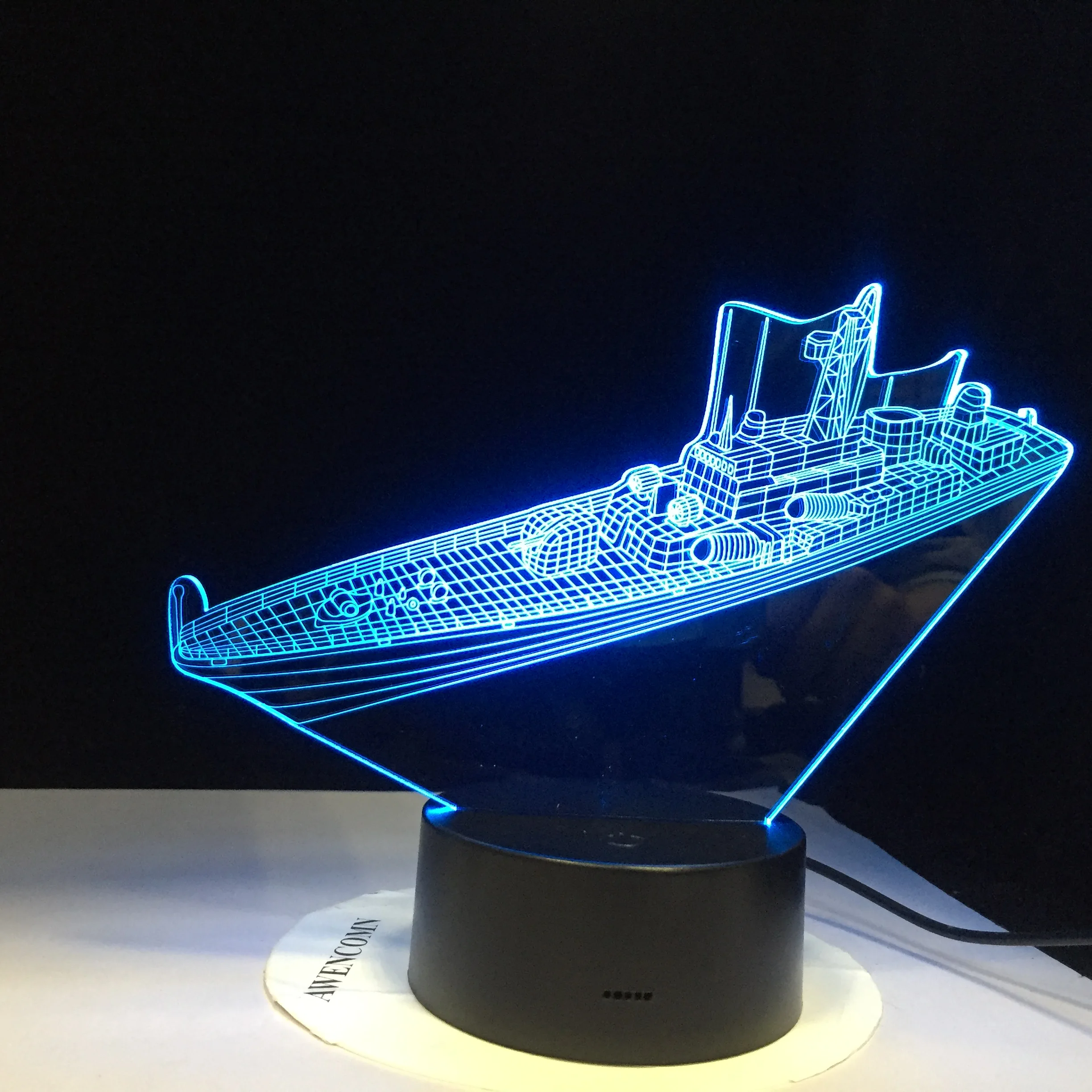 3D светодиодный ночник с рисунком корабля настольная лампа акриловая Оптическая