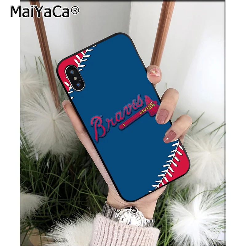 MaiYaCa подвеска Atlanta Braves черный мягкий чехол из ТПУ для телефона iPhone 6S 6plus 7 7plus 8 8Plus X Xs MAX 5 5S XR