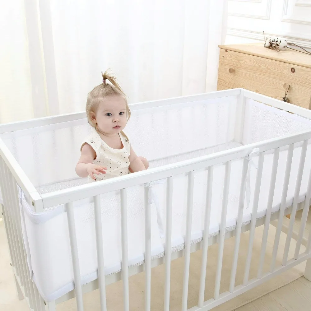 Baby Breathable Mesh Crib Bumper,White