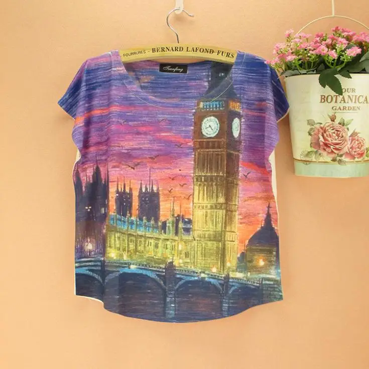 Новое поступление 2015 женские укороченные топы футболка с рисунком Биг Бена для