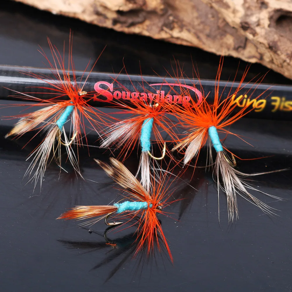 Sougayilang 40 шт./лот может лететь 6 мм Flyfishing Bass форель сухая и влажная муха приманка в