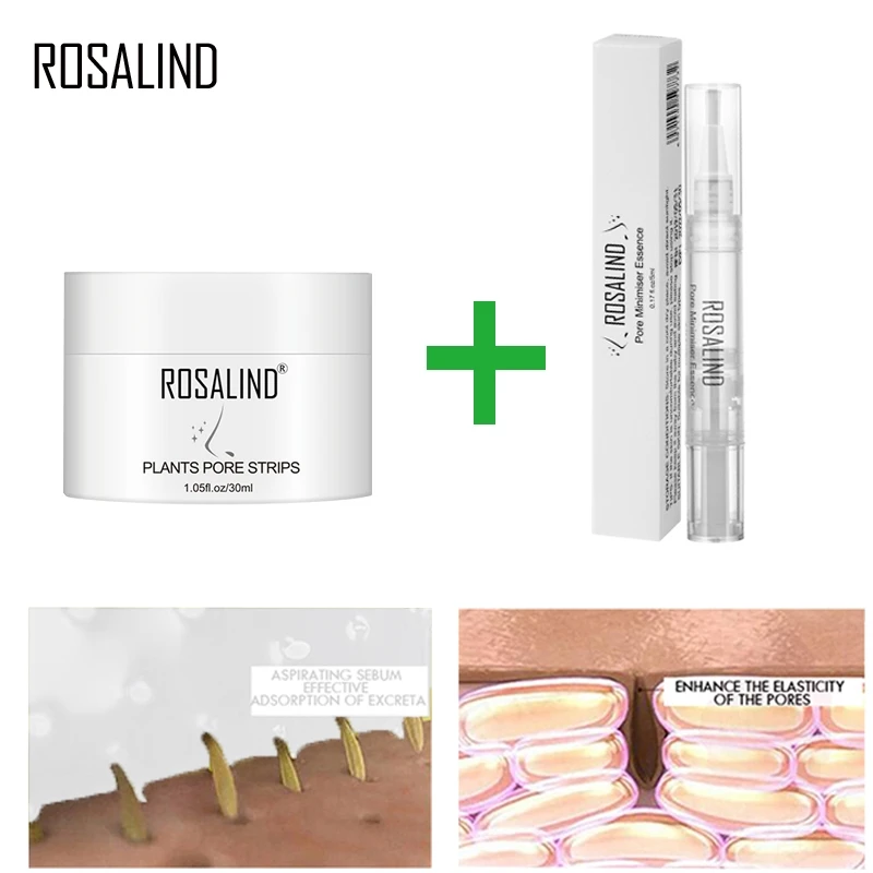 ROSALIND Face Masks Set Face Serum Facial From Black Dots Remove Deep Cleaning Blackhead Nose Strip Peeling Shrinking Nose Pores - Цвет: BM-2GELS-01