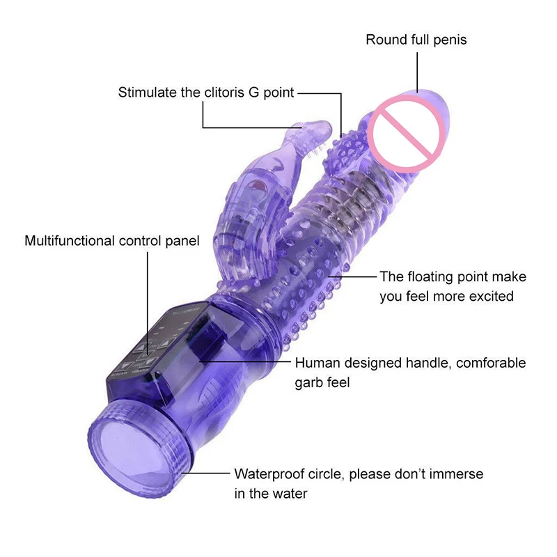 12 Скоростей Вибрация вращение кролик двойной Вибраторы Женский мастурбатор