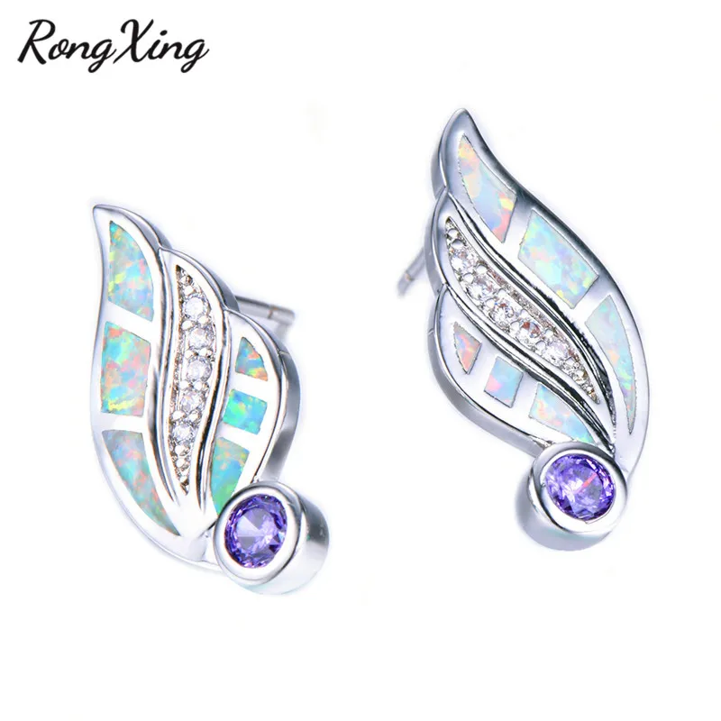 Голубые/белые серьги подвески RongXing с огненным опалом счастливое Крыло ангела