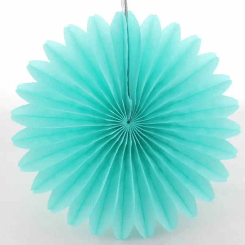 10 см " веера из папиросной бумаги Pinwheels Висячие бумажные цветы DIY ремесла для детского душа Свадебная вечеринка День рождения фестиваль украшения - Цвет: Tiffany Blue