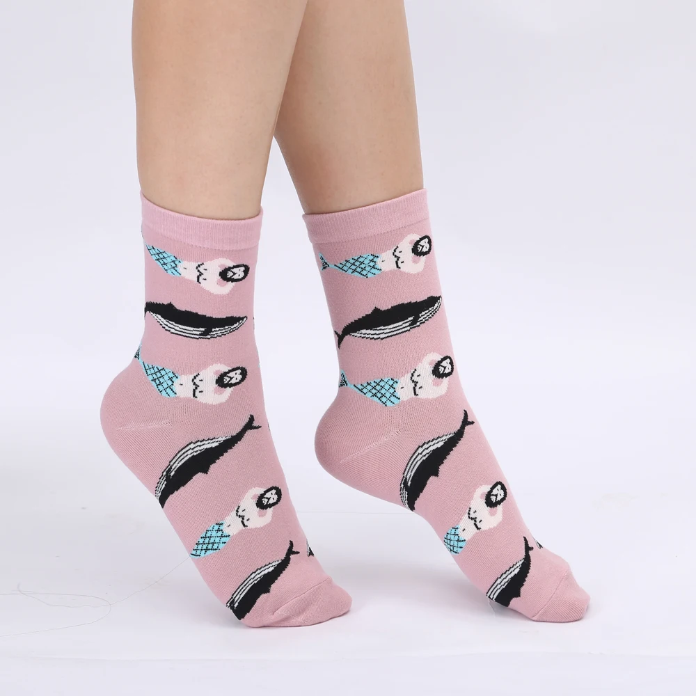 Modeager, 75% хлопок, японский рисунок, Русалочка, инопланетянин, космическая планета, забавные женские носки, новинка, крутые носки, подарок на Рождество для девочек