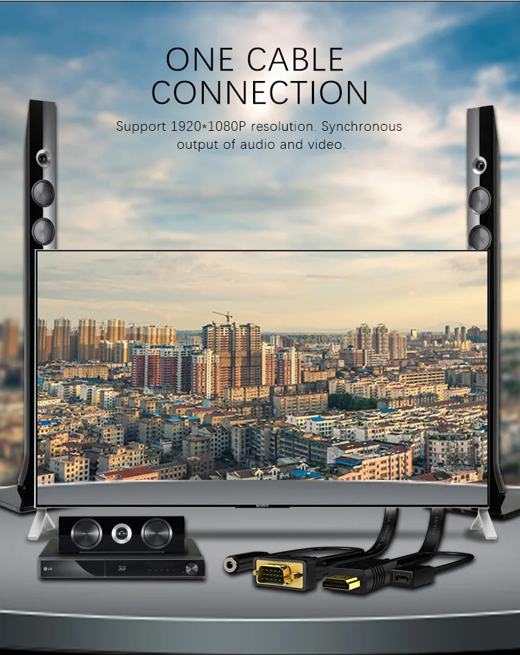 G.C.X HDMI to VGA кабель 1080 P Разрешение конвертер адаптер мужчинами HDMI2VGA с аудио Питание 1m1. 5m1. 8m3m5m