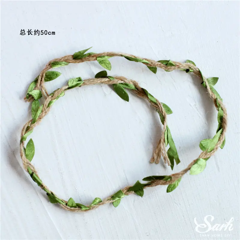2PC 0.5m leaf string Детские украшения в виде динозавра, свинг-лист, струны, войлок, дерево, торт, топперы для детей, день рождения, Валентина, вечерние принадлежности, для выпечки, милые подарки - Цвет: 2PC 0.5m leaf string