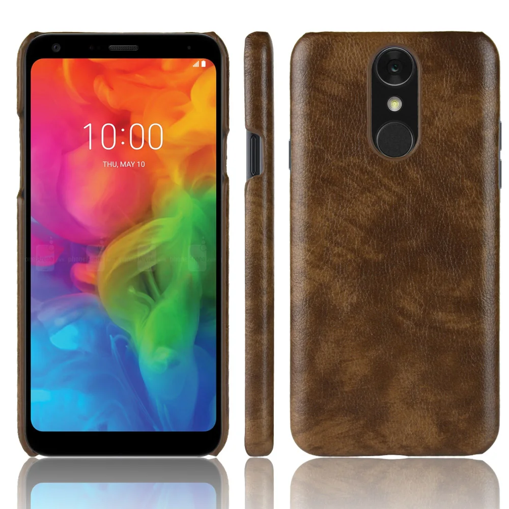 Роскошный кожаный чехол для LG Q7 деловой из зернистой кожи в стиле ретро телефона s