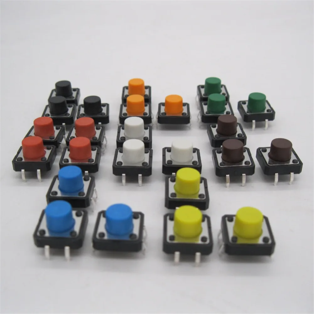80 шт. 12x12mmx7mm печатной платы Мгновенный Тактильные Такт кнопочный переключатель 4 Булавки DIP 12*12*7 мм
