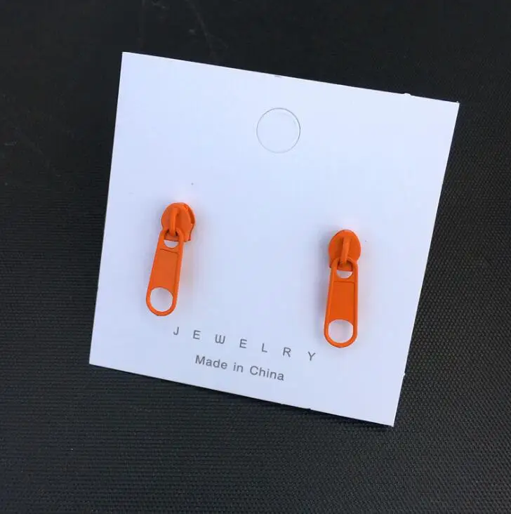 orange Летние милые персональные крутые мужские серьги-гвоздики на молнии, женские стильные цветные серьги в виде молнии для девочек, уникальные забавные ювелирные изделия - Окраска металла: orange