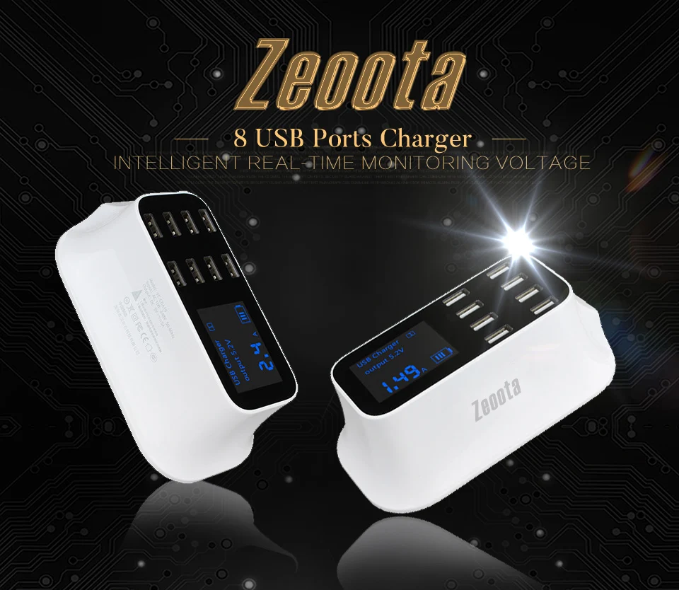 Смарт Мульти USB зарядное устройство 8 портов lcd цифровой дисплей настольный адаптер переменного тока зарядное устройство для телефона для iPhone iPad samsung huawei Nexus htc