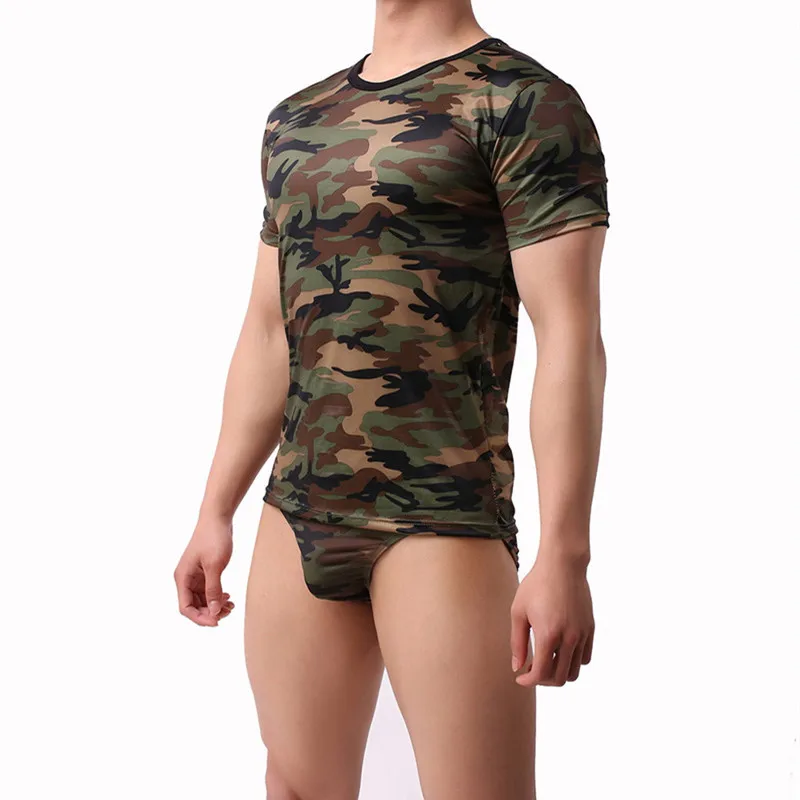 Men Undershirts Summer Camouflage Printed Short Sleeve Casual Army Camo Military Top Tee Shirt Homme Cool Undershirts