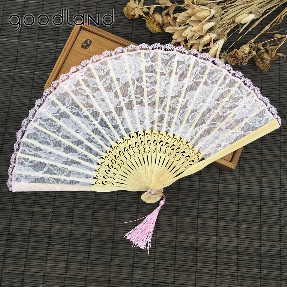 

Free Shipping 5pcs Fashion Vintage Spanish Pink Bamboo Carved Lace Hand Held Fans Tulle Folding Fans Wedding Bridal Decoration