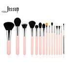 Набор кистей для макияжа Jessup Pro, 15 шт., пудра, основа для макияжа, тени для век, подводка для глаз, кисть для губ, инструмент, розовыйсеребряный макияж, инструменты для красоты
