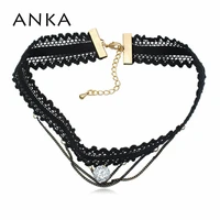 anka women cute white pink round zircon choker necklace fashion punk lace torques necklace zirconia fine jewelry girl 125387