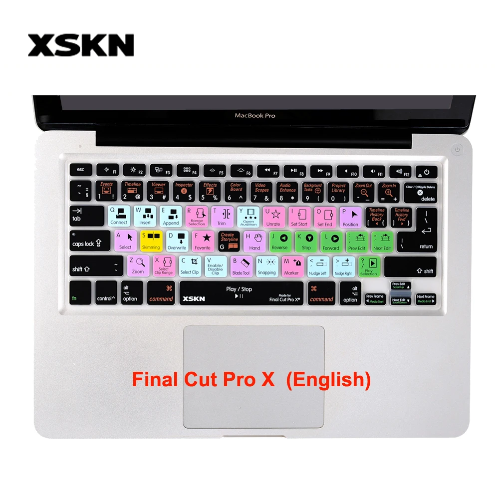 

XSKN Final Cut Pro X Shortcut Silicone Keyboard Cover Skin for Macbook Air Pro Retina 13 15 17 and Aluminum Wireless Keyboard