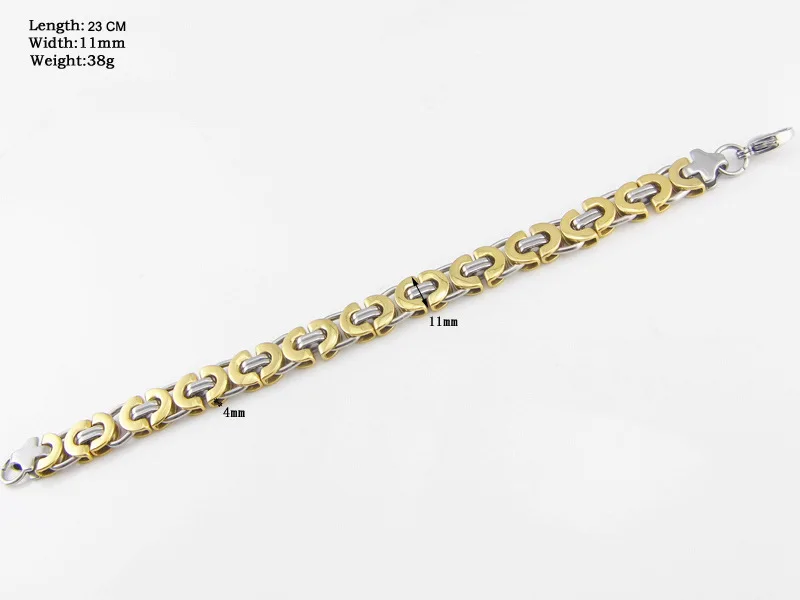 Модные мужские византийские браслеты золотистые двухцветные цепочки из