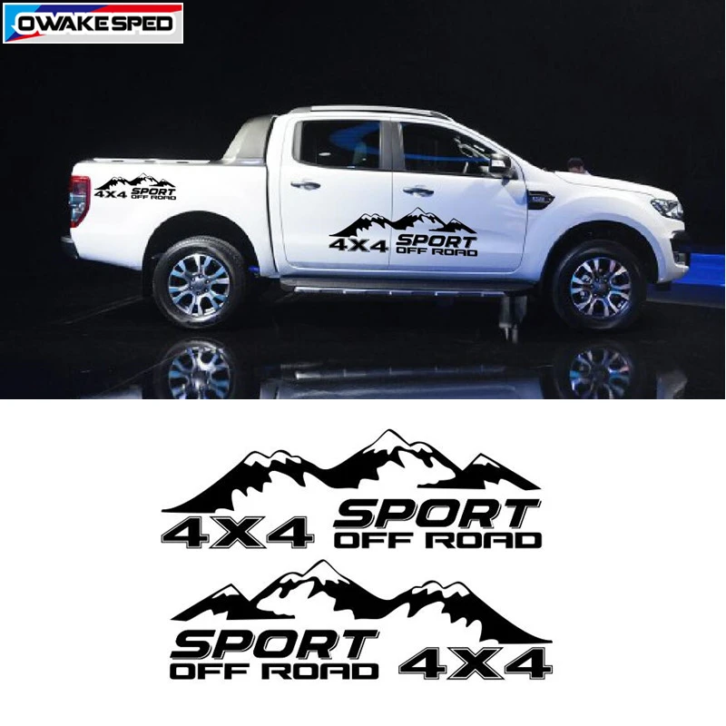 

2 шт. 4x4 внедорожные полосы, горы, графическая наклейка, декор для двери автомобиля, боковые виниловые наклейки, пленка для кузова автомобиля,...